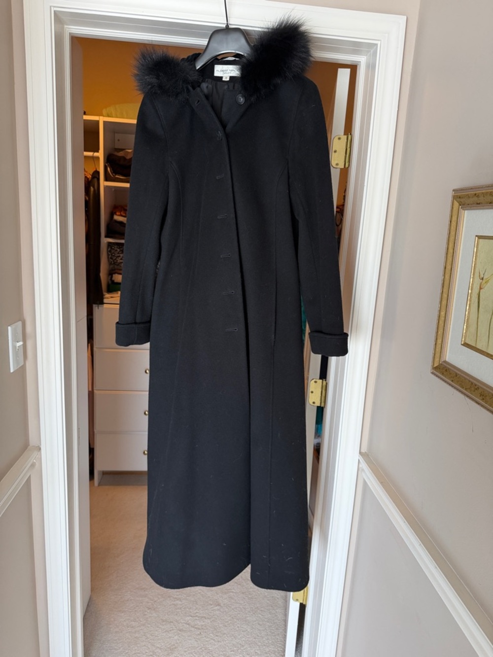 Albert Nipon Black Wool Studio Coat